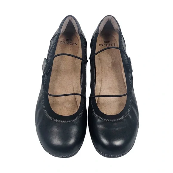 Earth Origins Black Leather Strap Flats Sz 10 - Picture 3 of 7